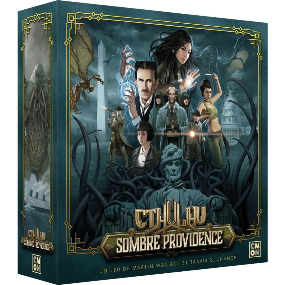 Cthulhu : Sombre Providence. CMON sans figurines, mais avec des couteaux dans le dos